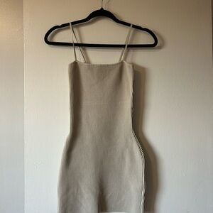 Babaton Cream Ribbed Mini Dress